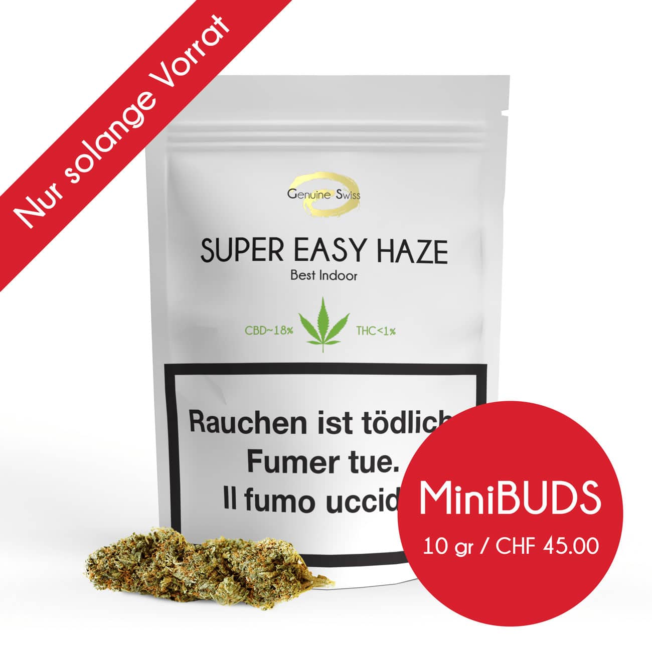 Genuine Swiss Super Easy Haze Minibuds • Small CBD Buds Indoor