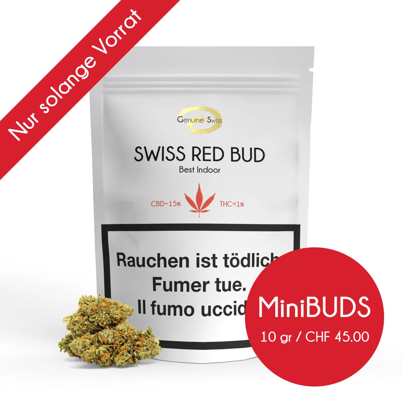 Genuine Swiss Swiss Red Minibuds • Small CBD Buds Indoor