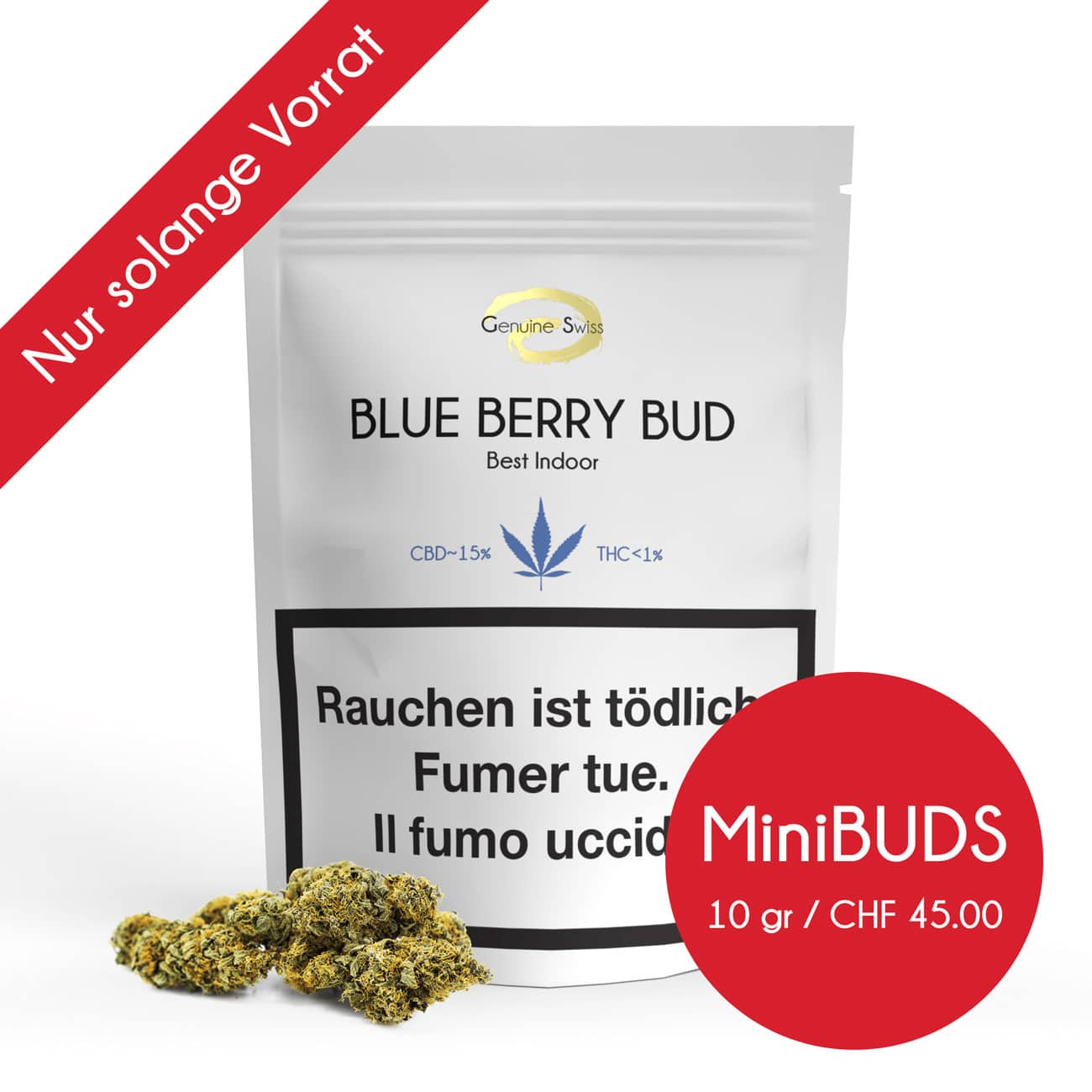Genuine Swiss Blue Berry Minibuds • Small CBD Buds Indoor