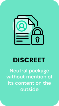 discreet: Neutral package without mention of its content on the outside