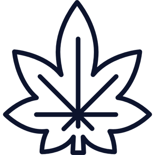 A pictogram representing a hemp leaf