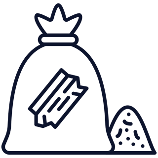 A pictogram representing hemp shives
