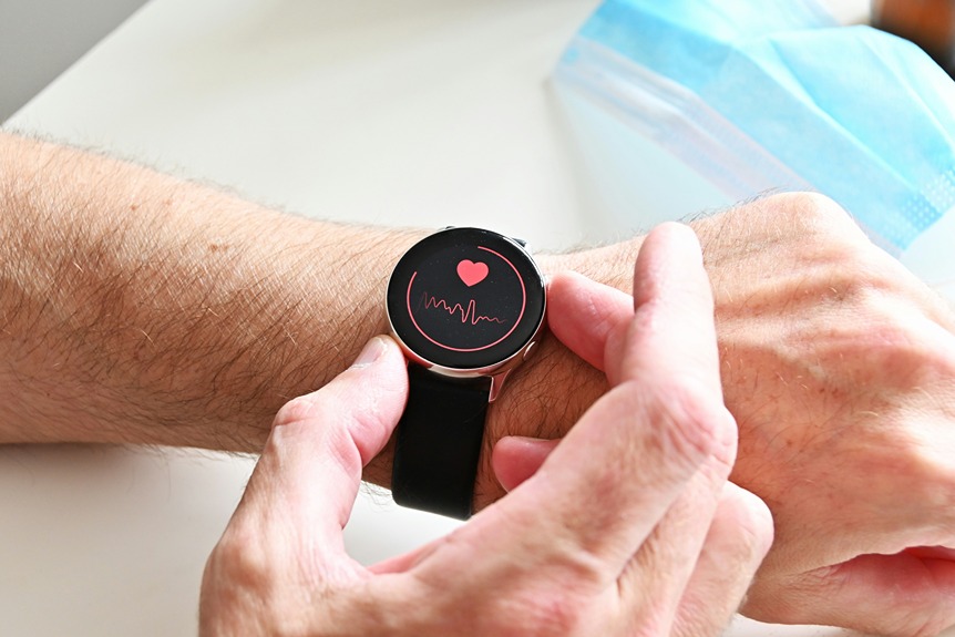 Person checking heart rhythm, showing potential cardiovascular effects of CBD