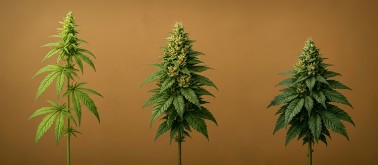 Illustration comparant les variétés CBD Indica et Sativa